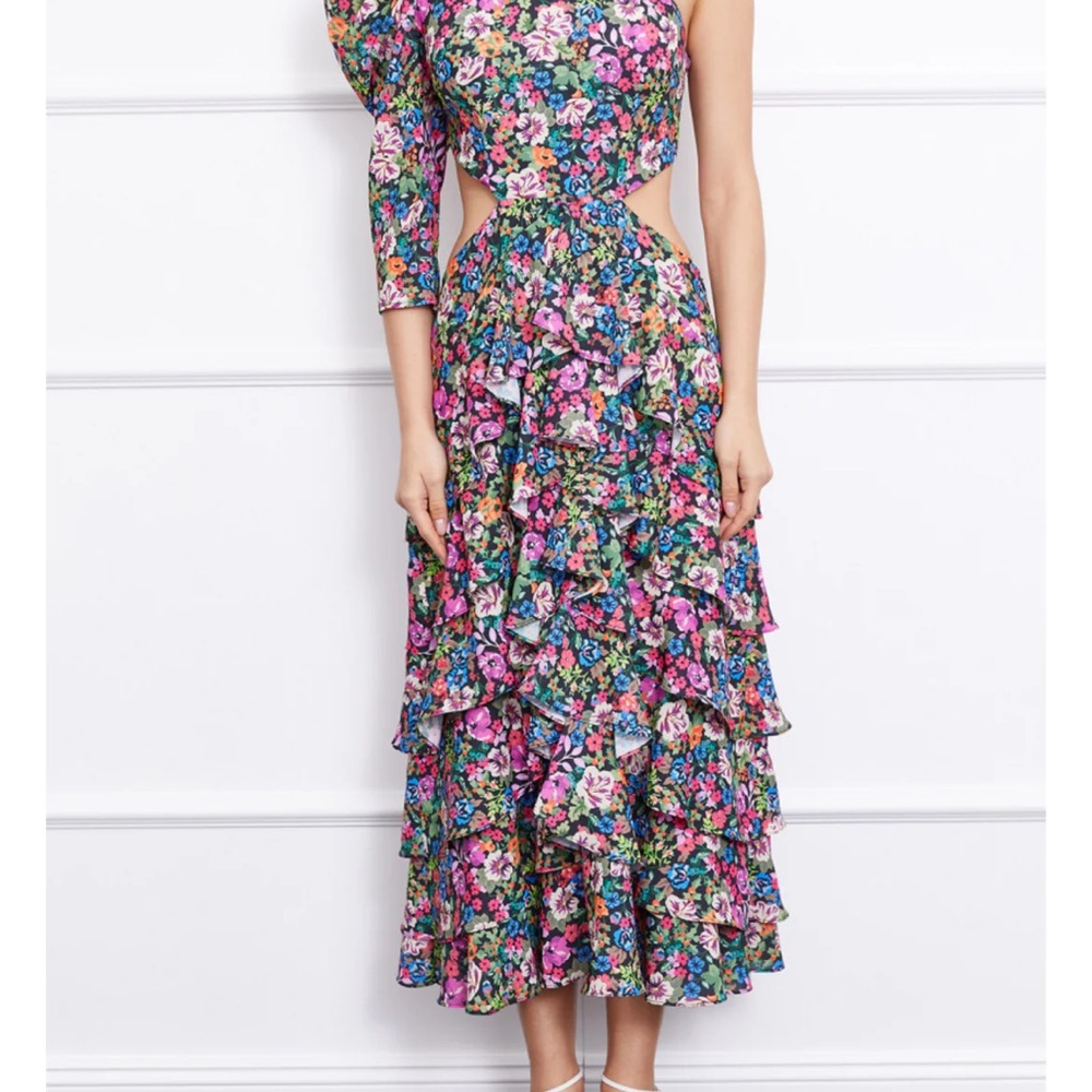 Mergim designed Pink and Blue One Shoulder Ruffled Sundress